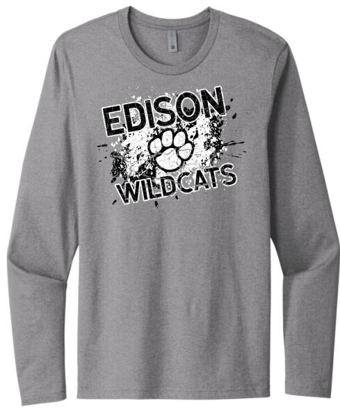 Edison Splatter Next Level Cotton Long Sleeve Tee