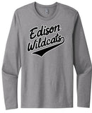 Edison Tail Script Next Level Cotton Long Sleeve Tee