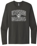 Edison Distressed Paw Next Level Cotton Long Sleeve Tee