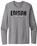 Edison Cracked Design Next Level Cotton Long Sleeve Tee