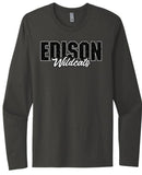 Edison Cracked Design Next Level Cotton Long Sleeve Tee