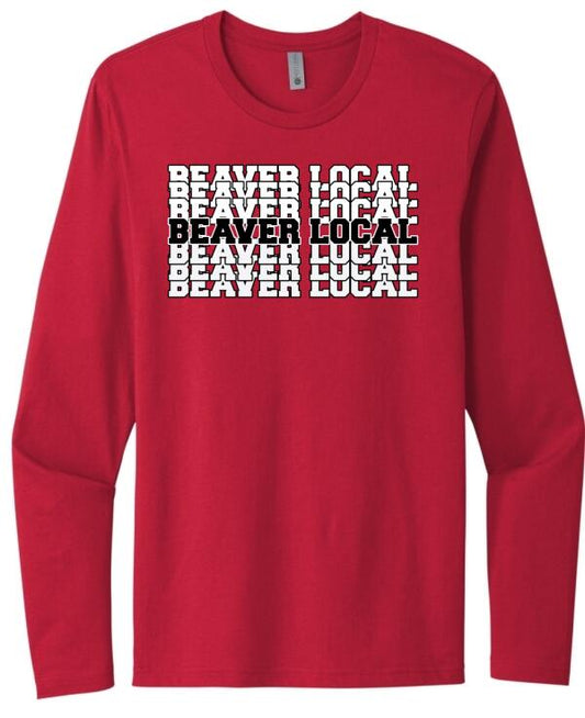 Beaver Local Repeating Next Level Cotton Long Sleeve Tee