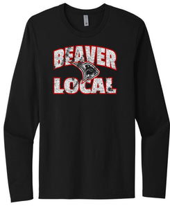 Beaver Local Bold Distressed on Black Next Level Cotton Long Sleeve Tee