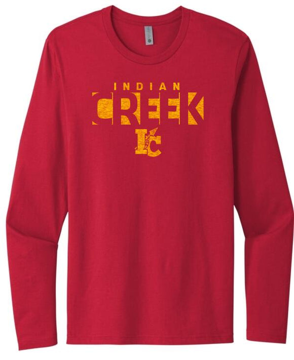 Indian Creek Distressed Background Next Level Cotton Long Sleeve Tee