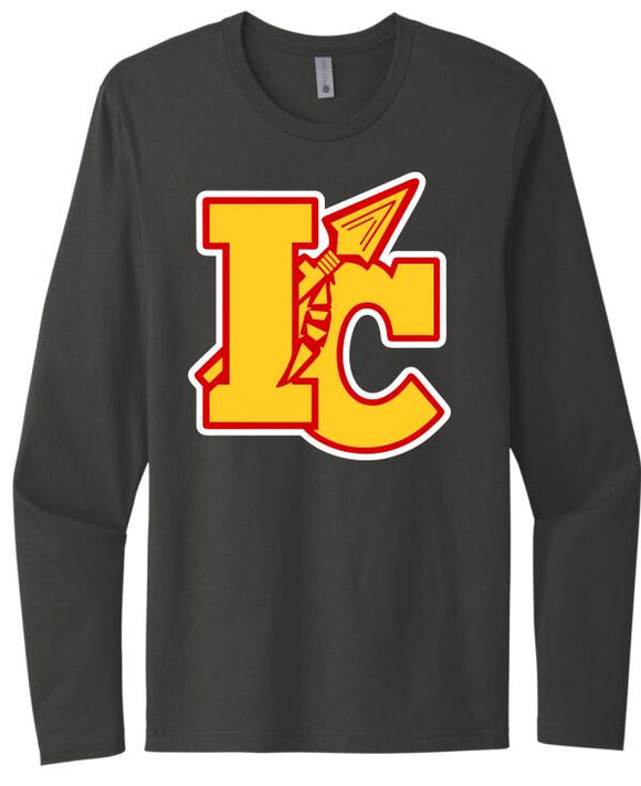 Indian Creek Logo on Gray Next Level Cotton Long Sleeve Tee