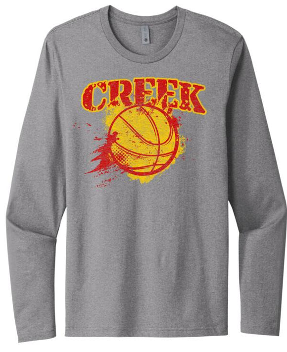 Indian Creek Basketball Splatter Next Level Cotton Long Sleeve Tee