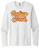 Indian Creek Distressed Script Tail Next Level Cotton Long Sleeve Tee