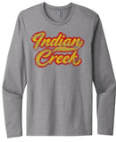 Indian Creek Distressed Script Tail Next Level Cotton Long Sleeve Tee