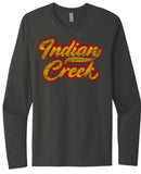 Indian Creek Distressed Script Tail Next Level Cotton Long Sleeve Tee