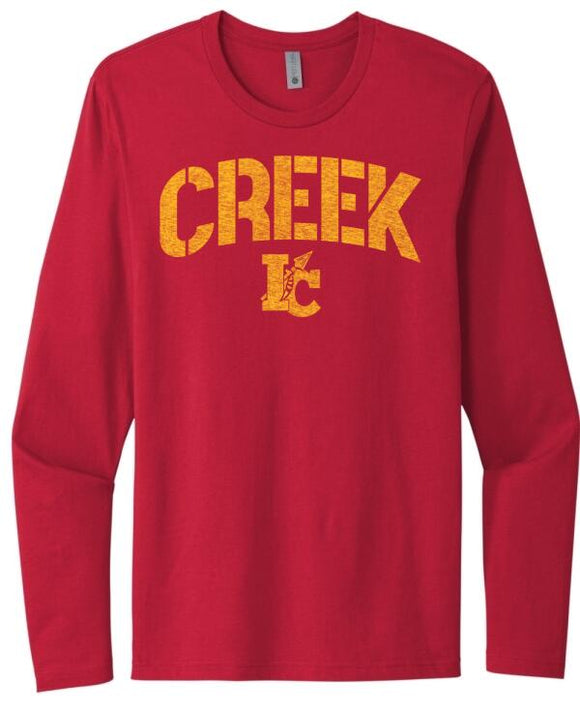 Indian Creek Distressed Stamp Next Level Cotton Long Sleeve Tee