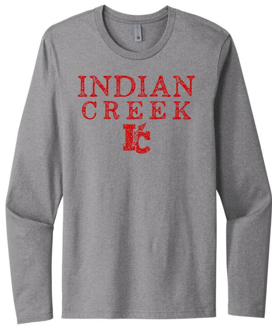Indian Creek Distressed Pits Next Level Cotton Long Sleeve Tee