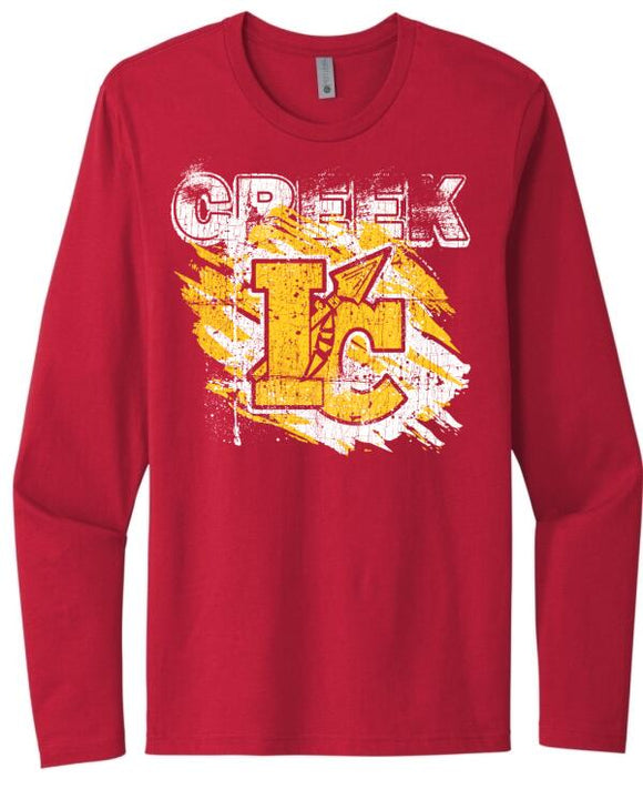 Indian Creek Distressed Ink Spray Next Level Cotton Long Sleeve Tee