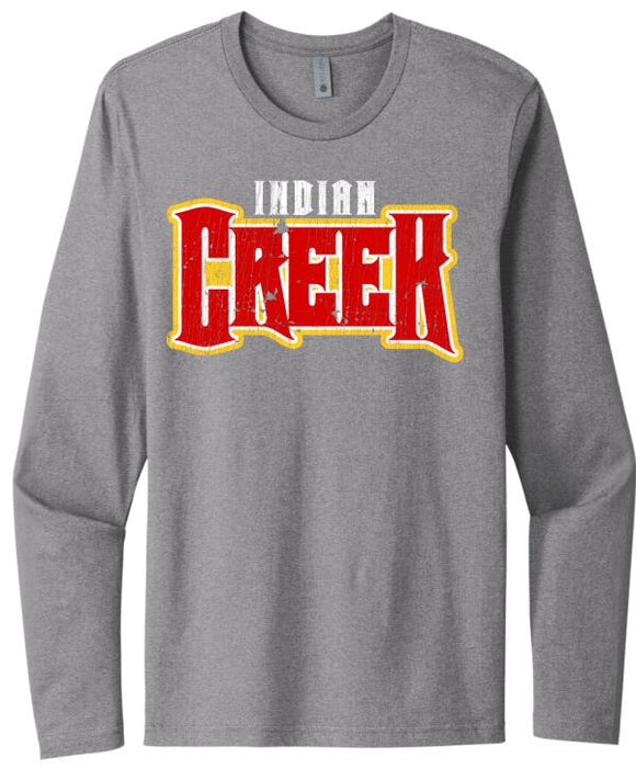 Indian Creek Distressed Crown Next Level Cotton Long Sleeve Tee