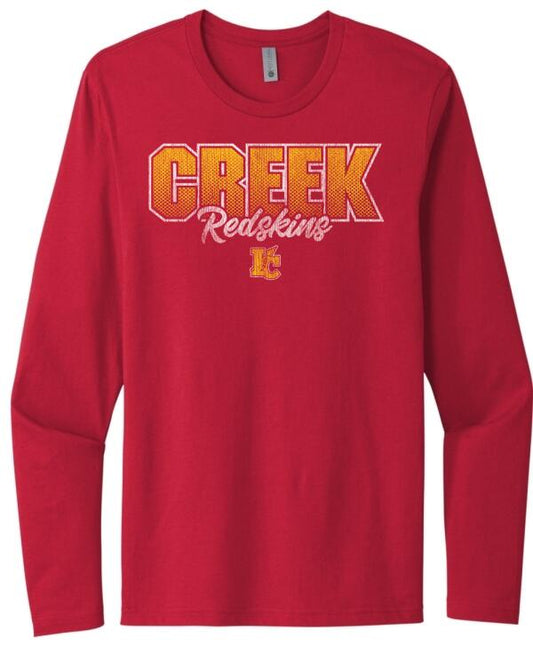 Indian Creek Distressed Halftone Next Level Cotton Long Sleeve Tee