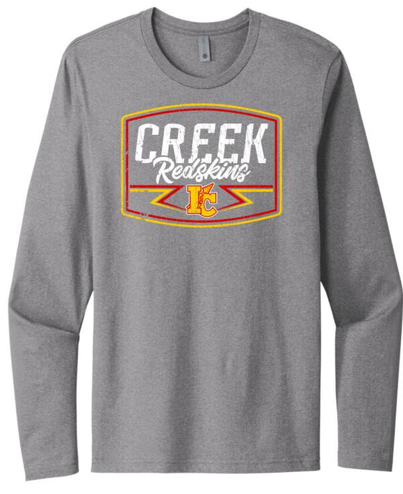 Indian Creek Distressed Bolt Next Level Cotton Long Sleeve Tee
