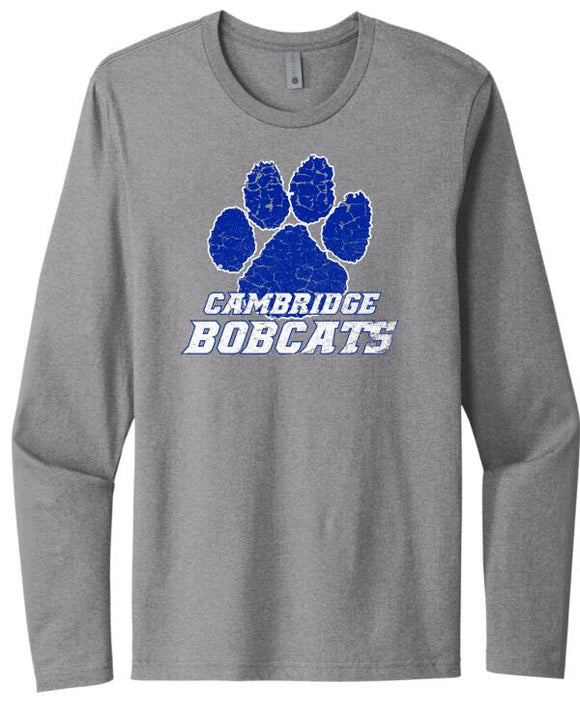 Cambridge Bobcats Head Next Level Cotton Long Sleeve Tee
