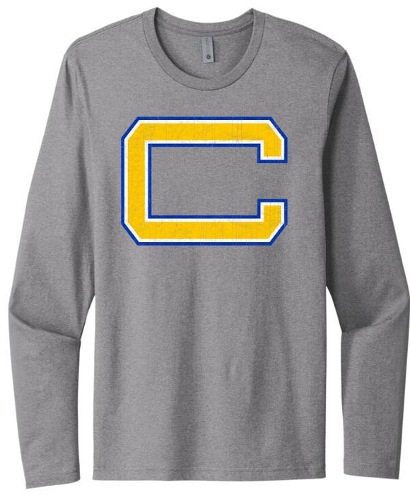 Steubenville Catholic Central C Distressed Next Level Cotton Long Sleeve Tee