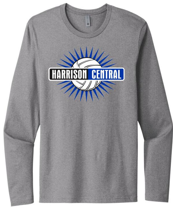 Harrison Central Volleyball Starburst Next Level Cotton Sleeve Tee