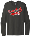 Union Local Jets Script Tail Distressed Next Level Cotton Long Sleeve Tee