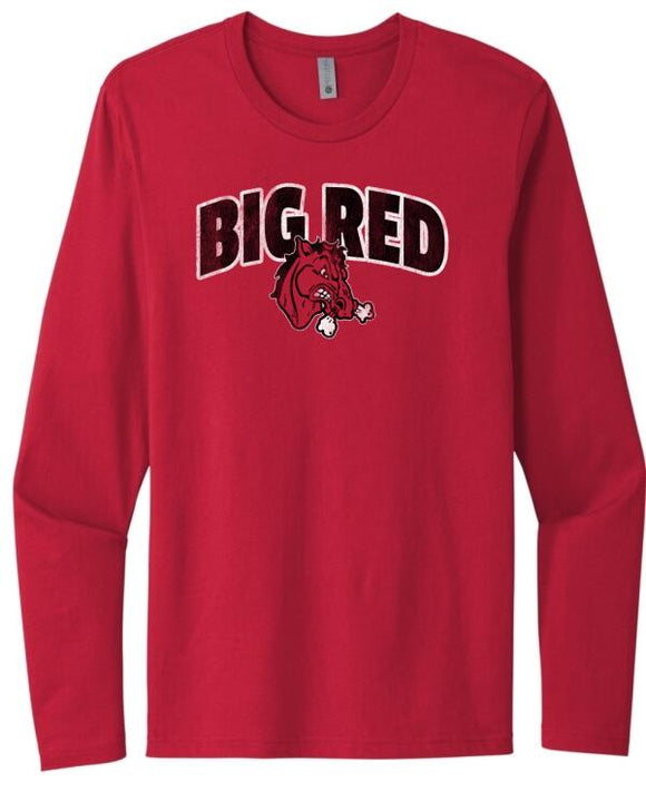 Steubenville Big Red Distressed Bold Next Level Cotton Long Sleeve Tee