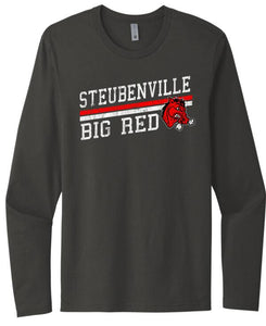 Steubenville Big Red Distressed Elevate Next Level Cotton Long Sleeve Tee