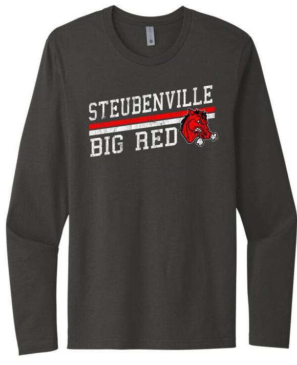 Steubenville Big Red Distressed Elevate Next Level Cotton Long Sleeve Tee