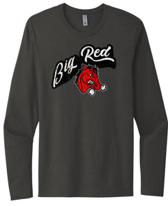 Steubenville Big Red Distressed Twisted Script Next Level Cotton Long Sleeve Tee