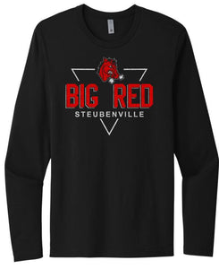 Steubenville Big Red Distressed Tri Badge Next Level Cotton Long Sleeve Tee