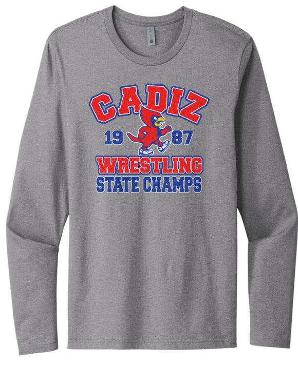 Cadiz Cardinals Distressed 1987 Wrestling State Champions Next Level Cotton Long Sleeve