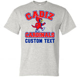 Cadiz Cardinal Walking Distressed Custom Text Gildan DryBlend T-Shirt