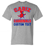 Cadiz Cardinal Walking Distressed Custom Text Gildan DryBlend T-Shirt