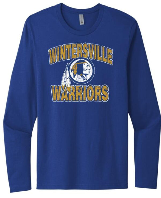 Wintersville Warriors Distressed Main Next Level Cotton Long Sleeve Tee