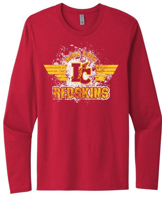 Indian Creek Distressed Wings Next Level Cotton Long Sleeve Tee