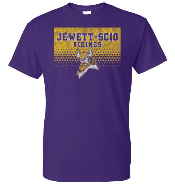 Jewett-Scio Vikings Triangles Distressed Design Gildan DryBlend T-Shirt