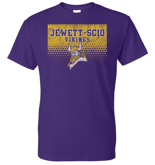 Jewett-Scio Vikings Triangles Distressed Design Gildan DryBlend T-Shirt