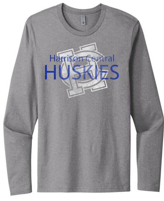 Harrison Central Faded HC with Text Next Level Cotton Long Sleeve Tee