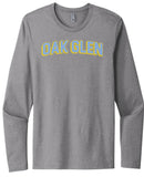 Oak Glen Distressed Letters Next Level Cotton Long Sleeve Tee