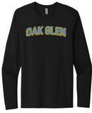 Oak Glen Distressed Letters Next Level Cotton Long Sleeve Tee