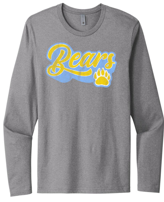 Oak Glen Distressed Script with Paw Gildan Next Level Cotton Long Sleeve Tee