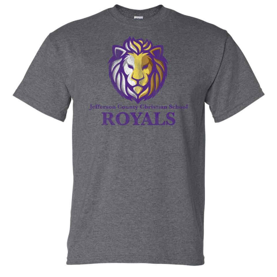 Jefferson County Christian School Multi Color Lion Distressed Gildan DryBlend T-Shirt