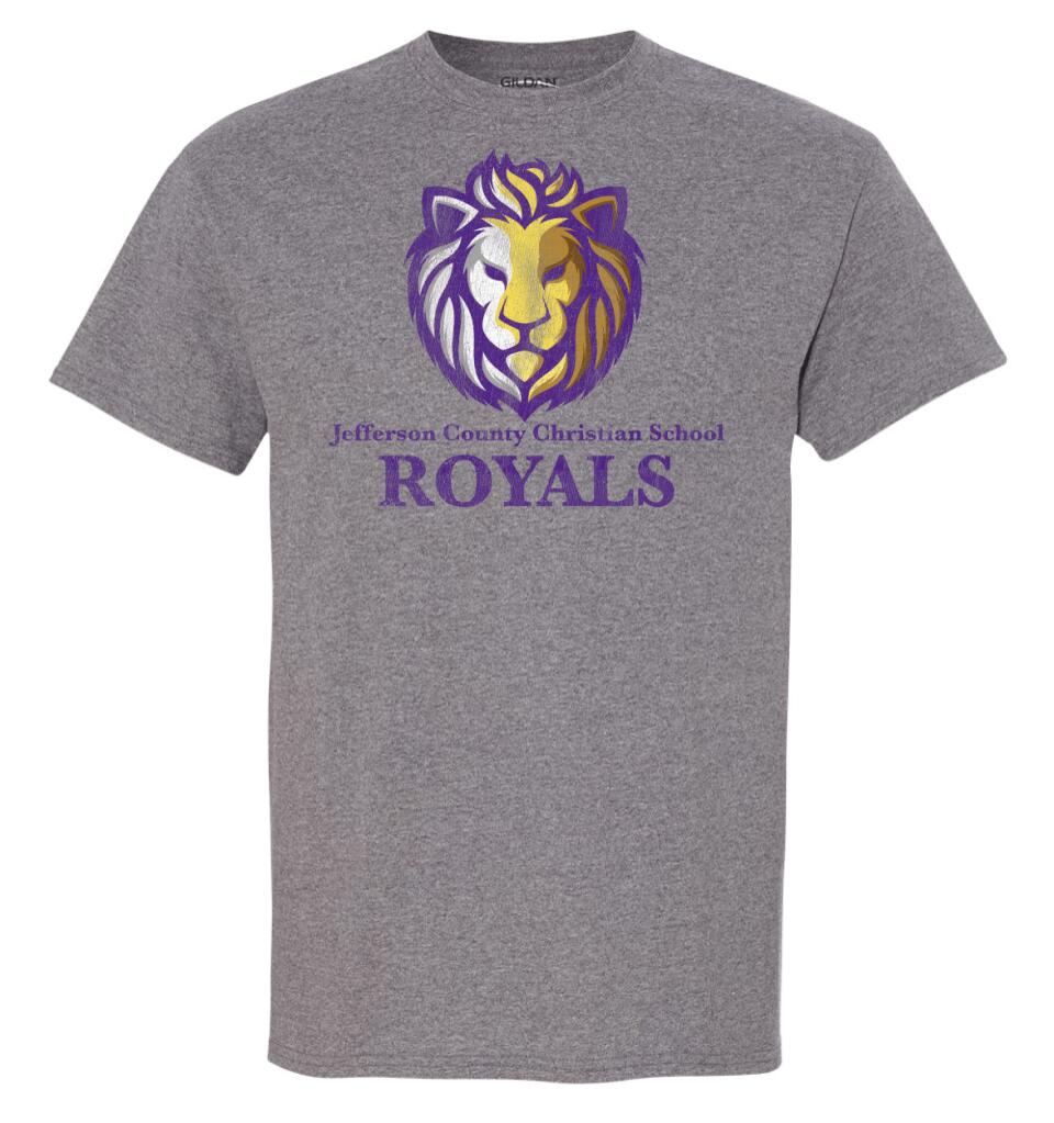 Jefferson County Christian School Multi Color Lion Distressed Gildan DryBlend T-Shirt