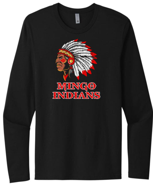 Mingo Indians Distressed Design 01 Design Next Level Cotton Long Sleeve Tee
