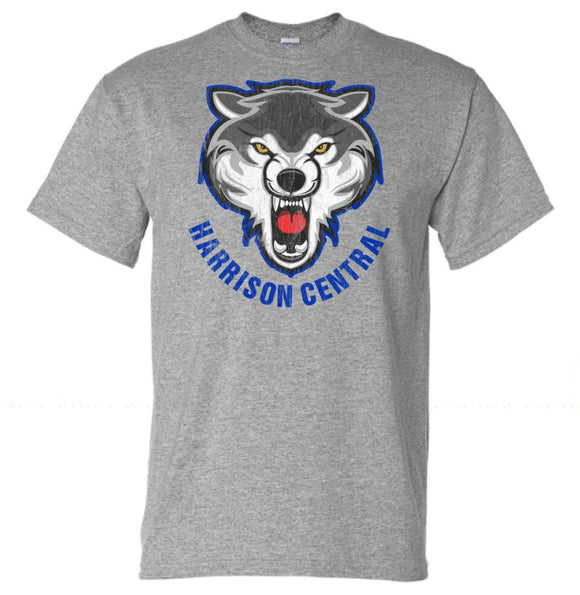 Harrison Central Mean Husky Red Distressed Design Gildan DryBlend T-Shirt