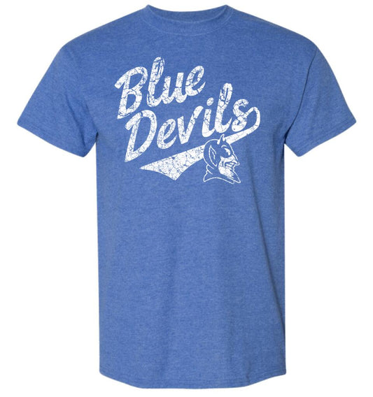 Lisbon Blue Devils Script Distressed Design