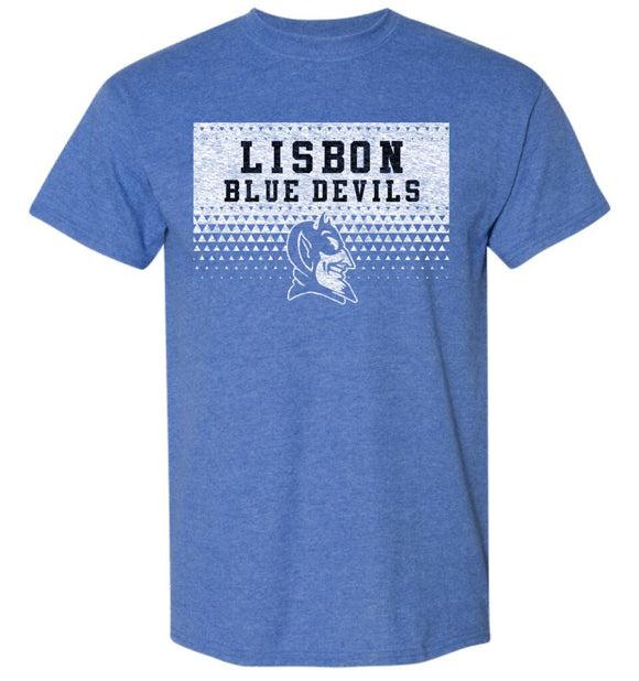 Lisbon Blue Devils Triangles Distressed Design