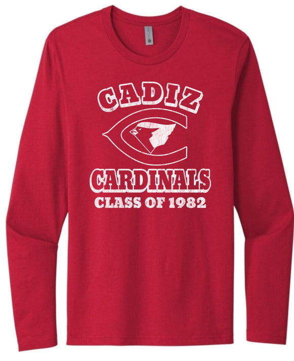 Cadiz High School Distressed C Class of 1982 Next Level Cotton Long Sleeve Tee