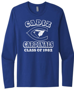 Cadiz High School Distressed C Class of 1982 Next Level Cotton Long Sleeve Tee