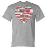 Baseball Words Heart