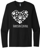 Harrison Central Heart Paw Design Next Level Cotton Long Sleeve Tee