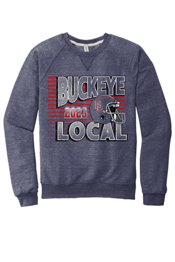 Buckeye Local Football 2023 Jerzees Snow Heather French Terry Raglan Crew